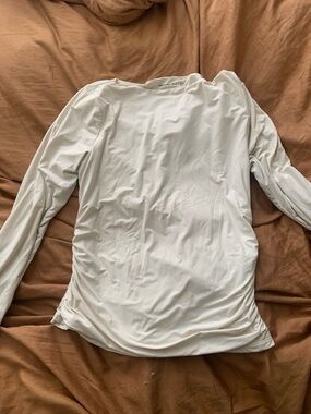 Abercrombie and Fitch cream soft matte ruched shirt size XL